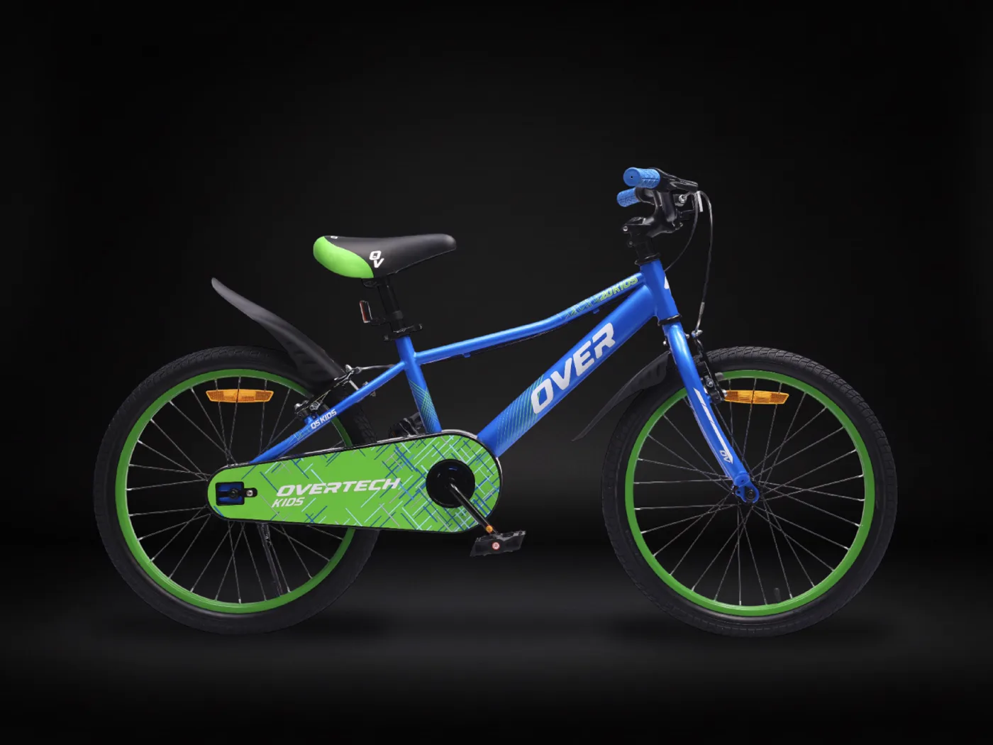 Bicicleta infantil Overtech Q5 Kids rodado 20 azul con llantas verdes